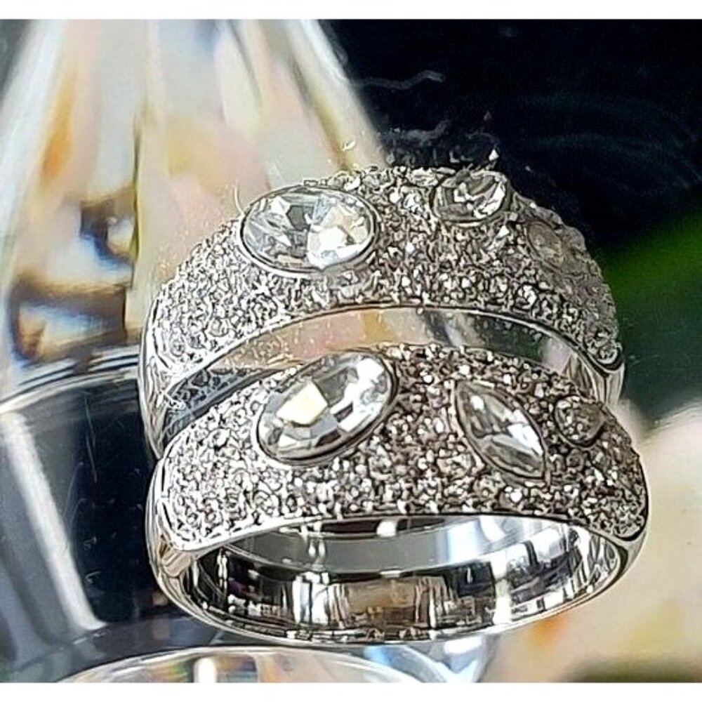GORJANA Ring 9 Kingston Silver Crystals Bling Vintage Vibe Cocktail Ring - Picture 5 of 13